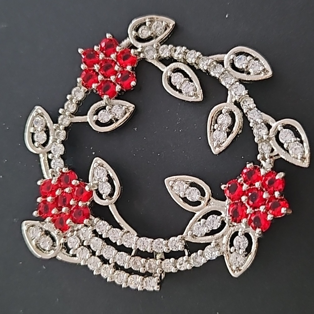 Sterling Silver Ruby Floral Pendant